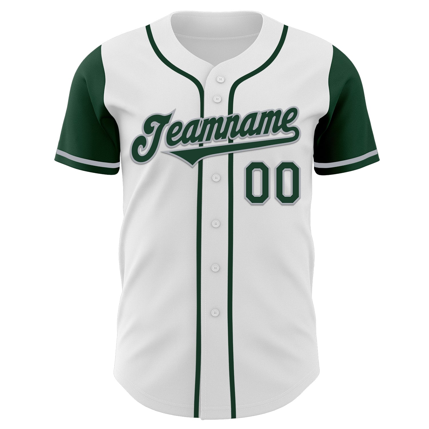 Custom White Green-Gray Authentic Two Tone Baseball Jersey view 2