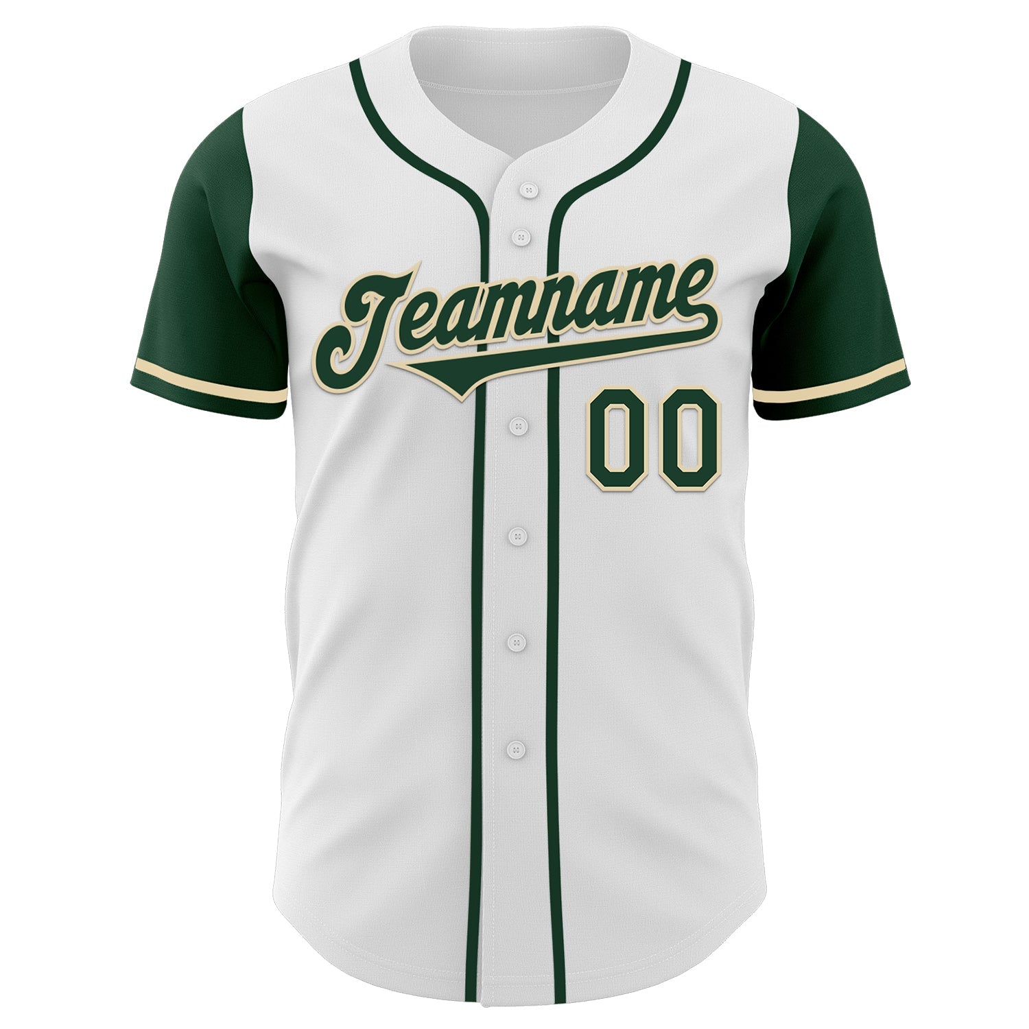 Custom White Green-Cream Authentic Two Tone Baseball Jersey view 2