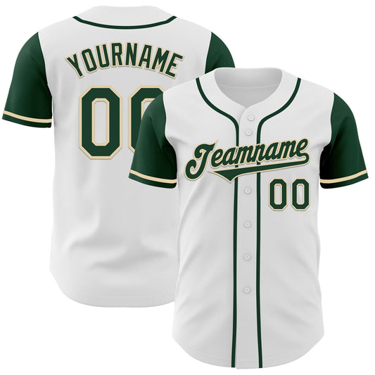 Custom White Green-Cream Authentic Two Tone Baseball Jersey - Main View