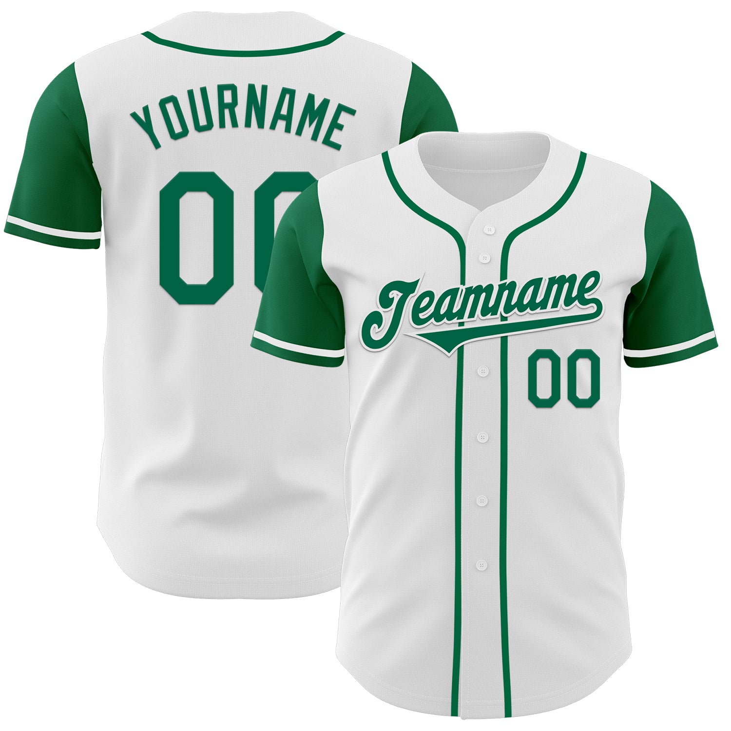 Custom White Kelly Green Authentic Two Tone Baseball Jersey - Main View