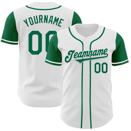 Custom White Kelly Green Authentic Two Tone Baseball Jersey - Main View