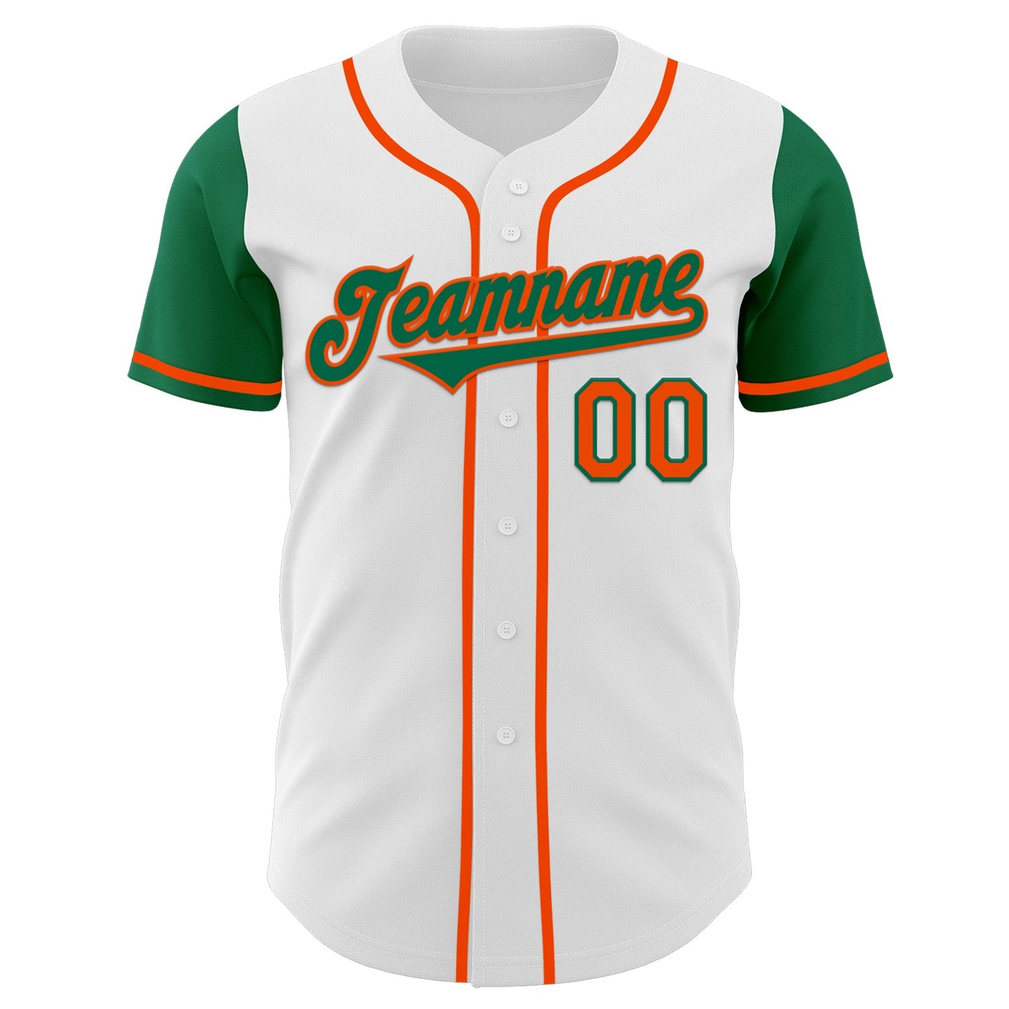 Custom White Kelly Green-Orange Authentic Two Tone Baseball Jersey view 2