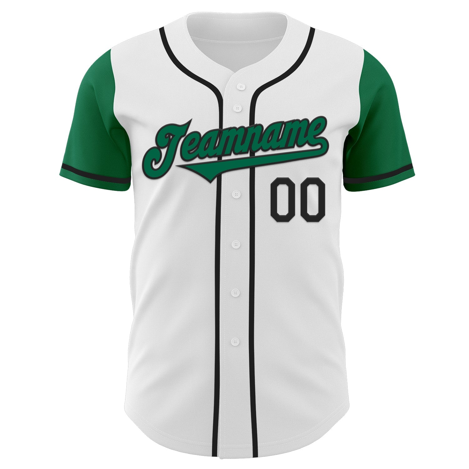 Custom White Kelly Green-Black Authentic Two Tone Baseball Jersey view 2