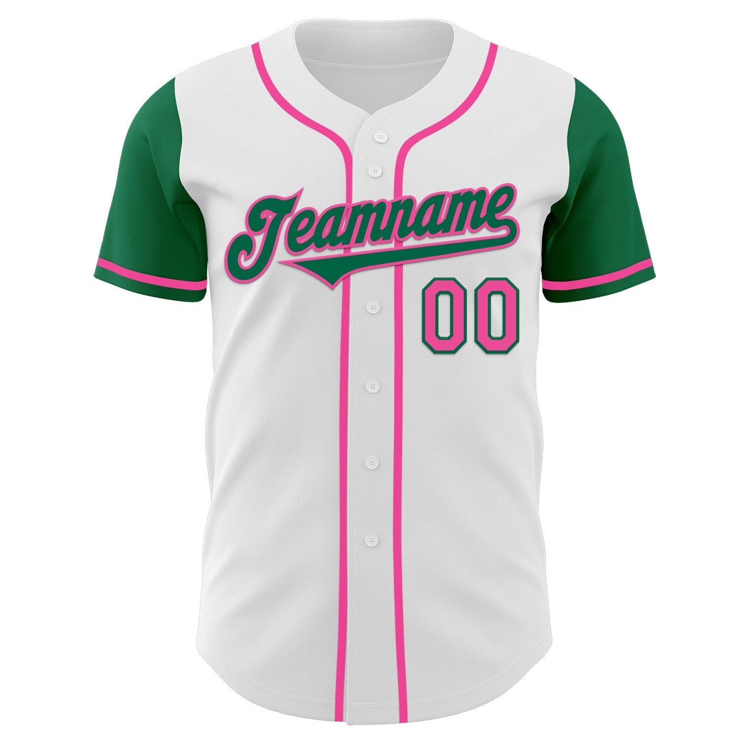 Custom White Kelly Green-Pink Authentic Two Tone Baseball Jersey view 2