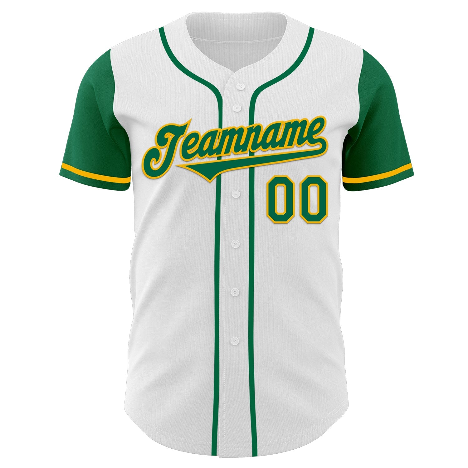 Custom White Kelly Green-Gold Authentic Two Tone Baseball Jersey view 2