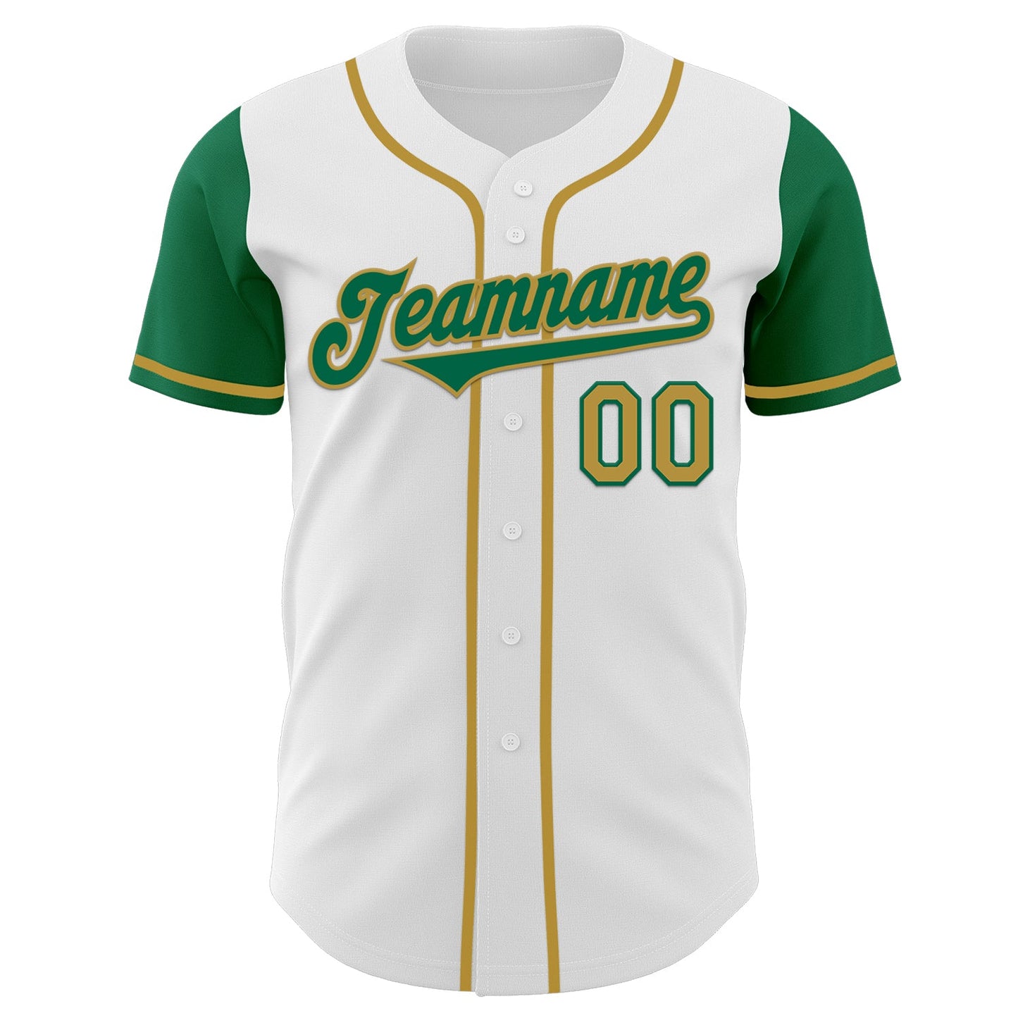 Custom White Kelly Green-Old Gold Authentic Two Tone Baseball Jersey view 2