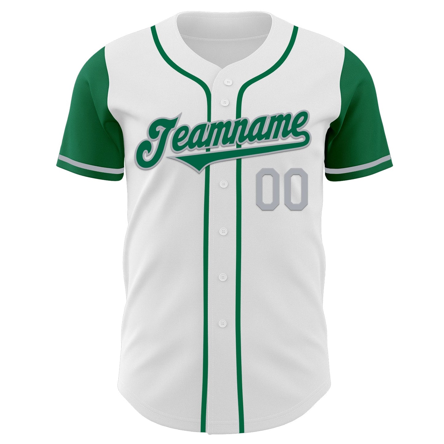 Custom White Kelly Green-Gray Authentic Two Tone Baseball Jersey view 2