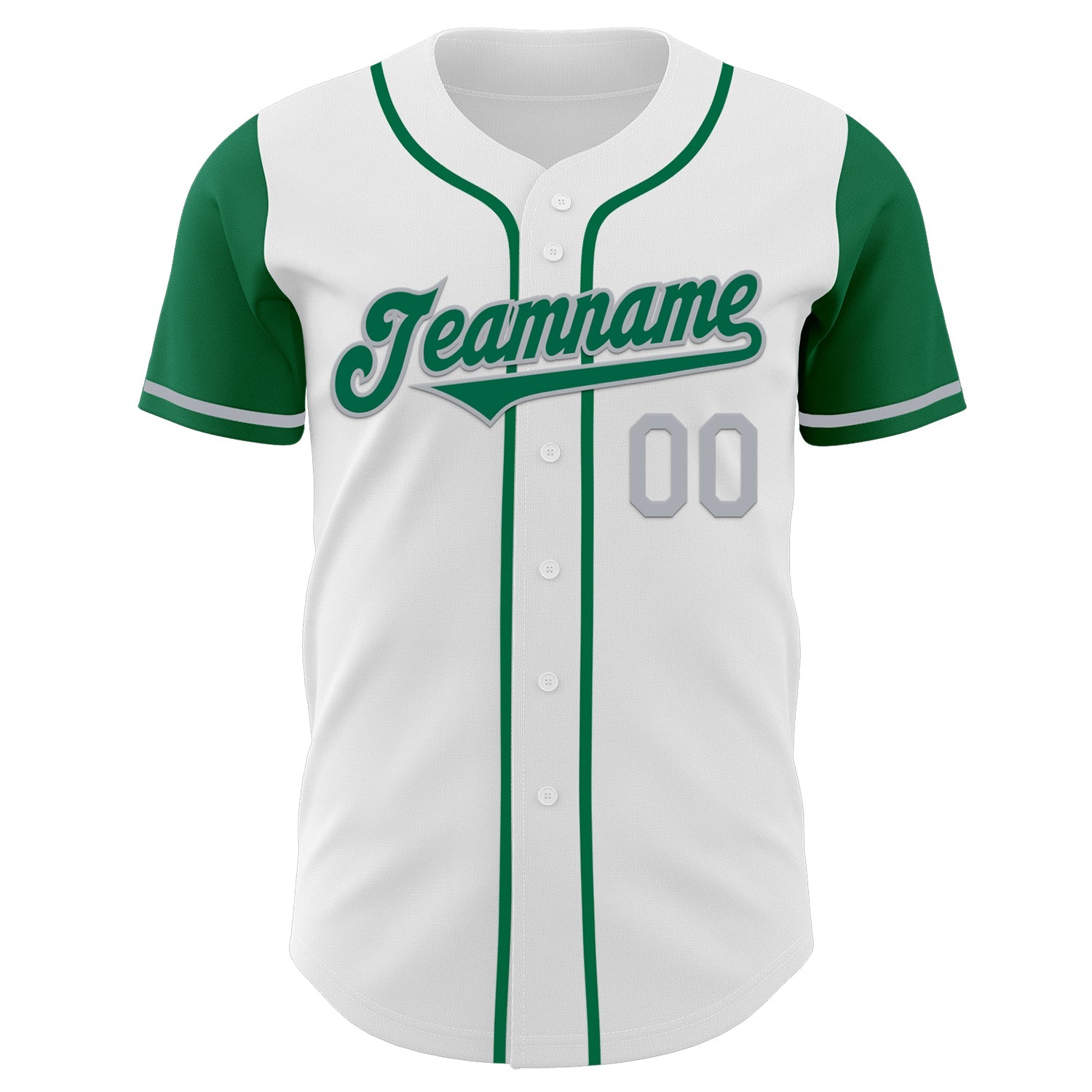 Custom White Kelly Green-Gray Authentic Two Tone Baseball Jersey view 2