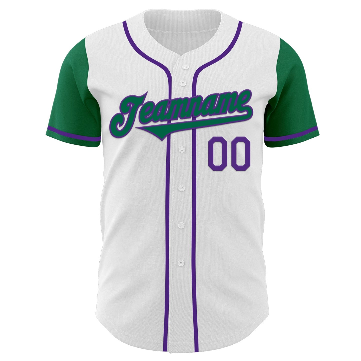 Custom White Kelly Green-Purple Authentic Two Tone Baseball Jersey view 2