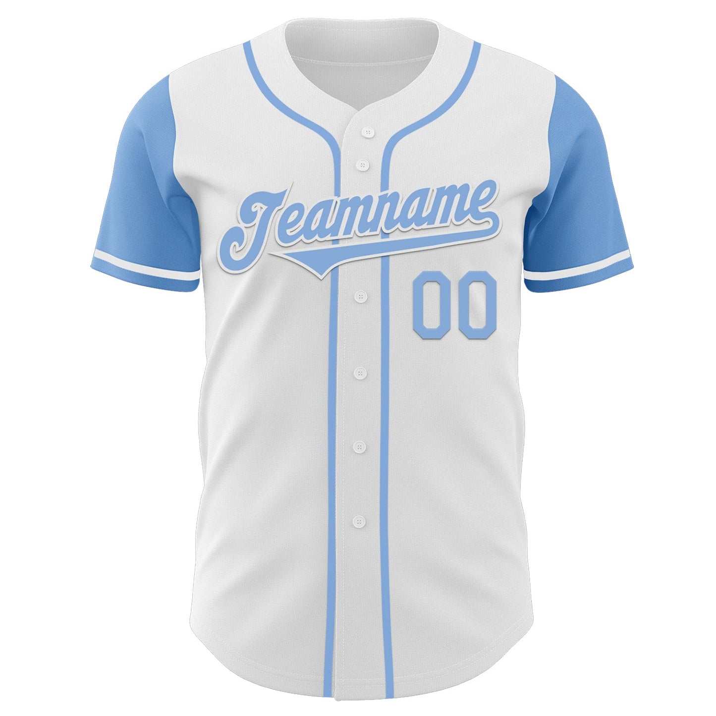 Custom White Light Blue Authentic Two Tone Baseball Jersey view 2