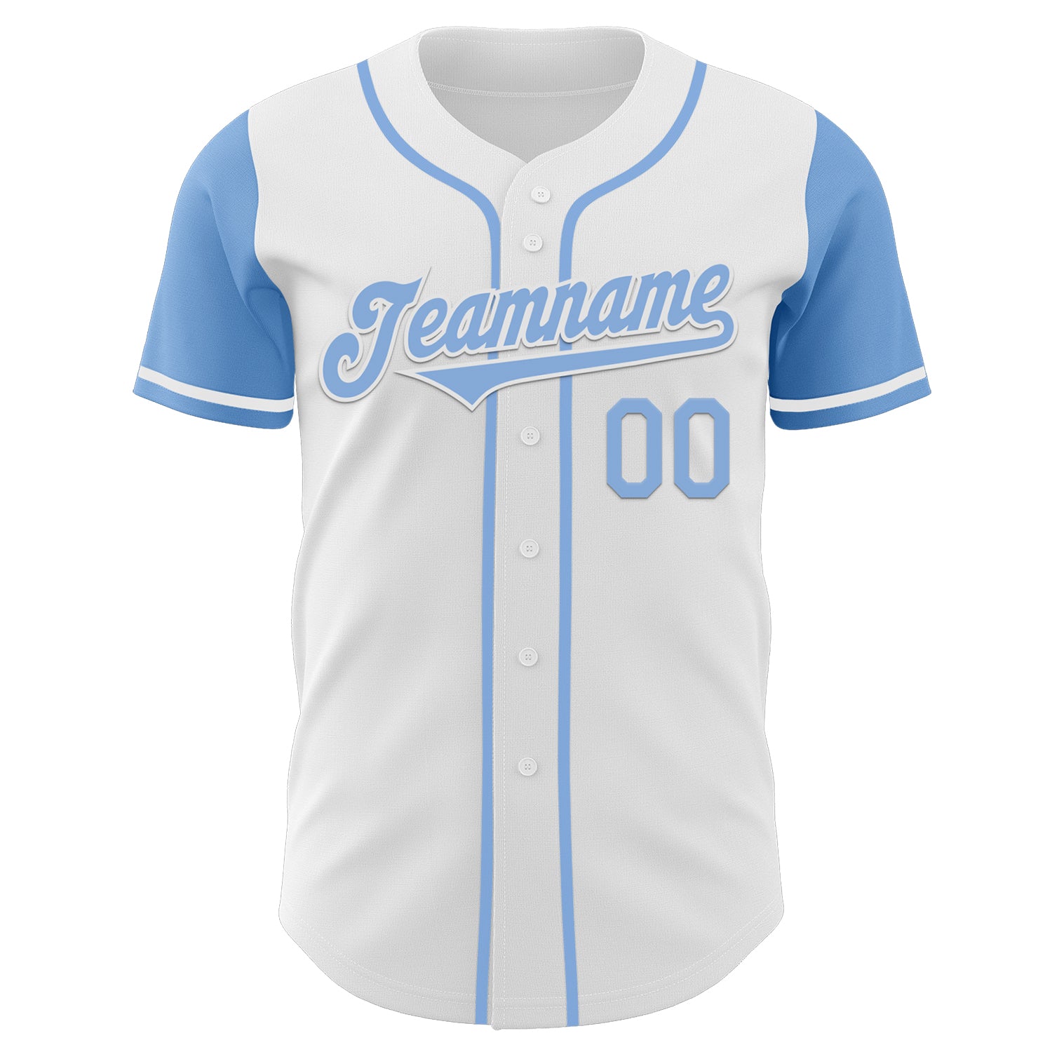 Custom White Light Blue Authentic Two Tone Baseball Jersey view 2