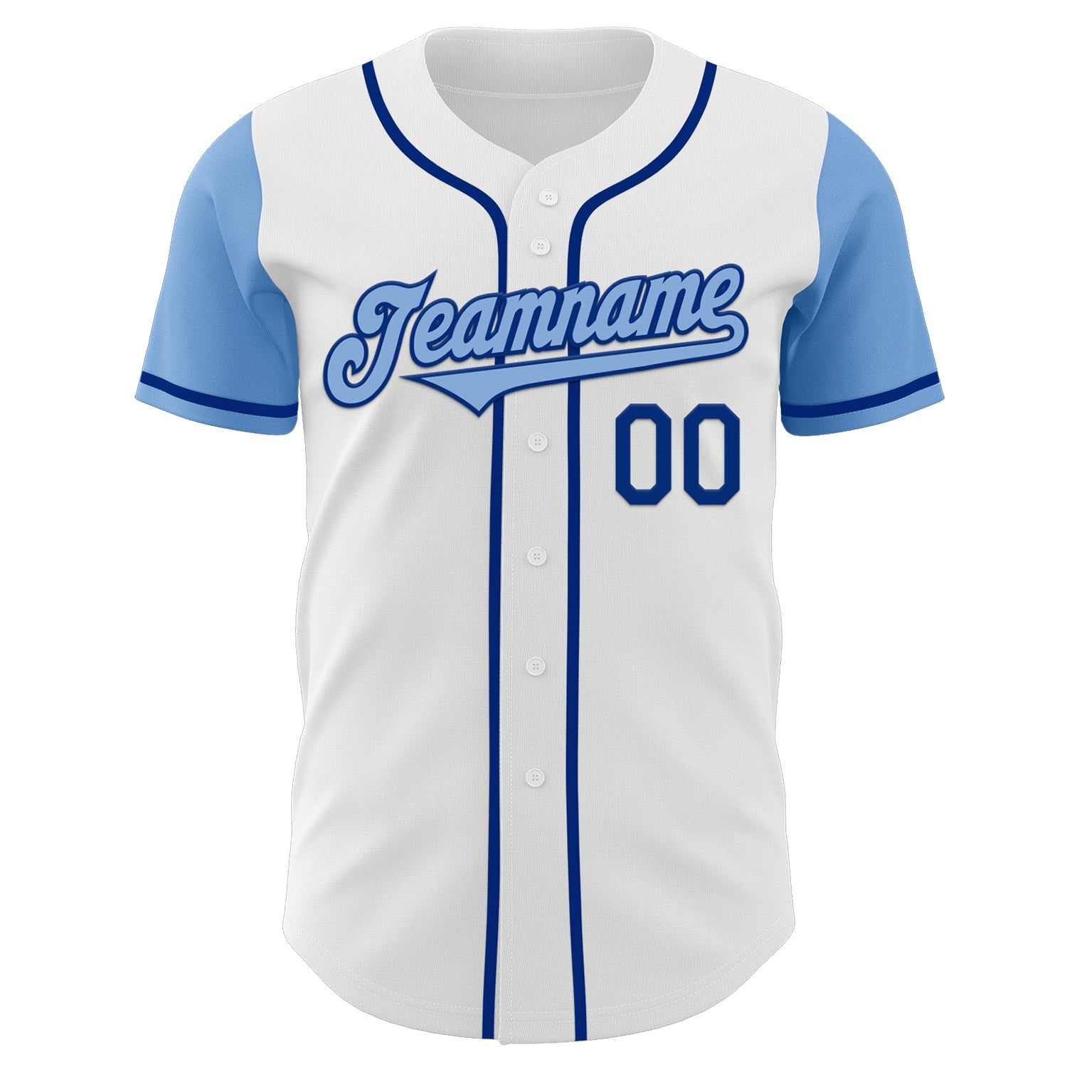 Custom White Light Blue-Royal Authentic Two Tone Baseball Jersey view 2