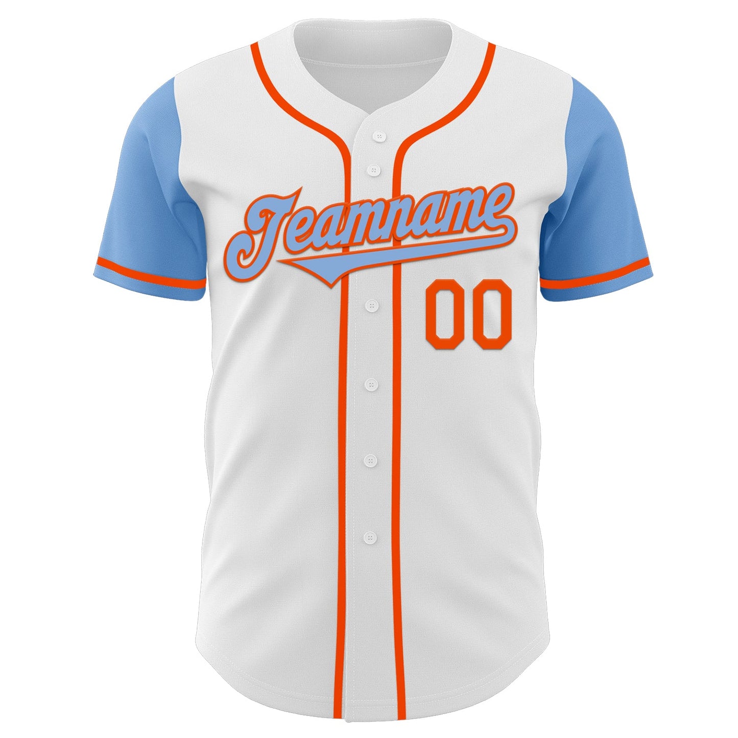 Custom White Light Blue-Orange Authentic Two Tone Baseball Jersey view 2