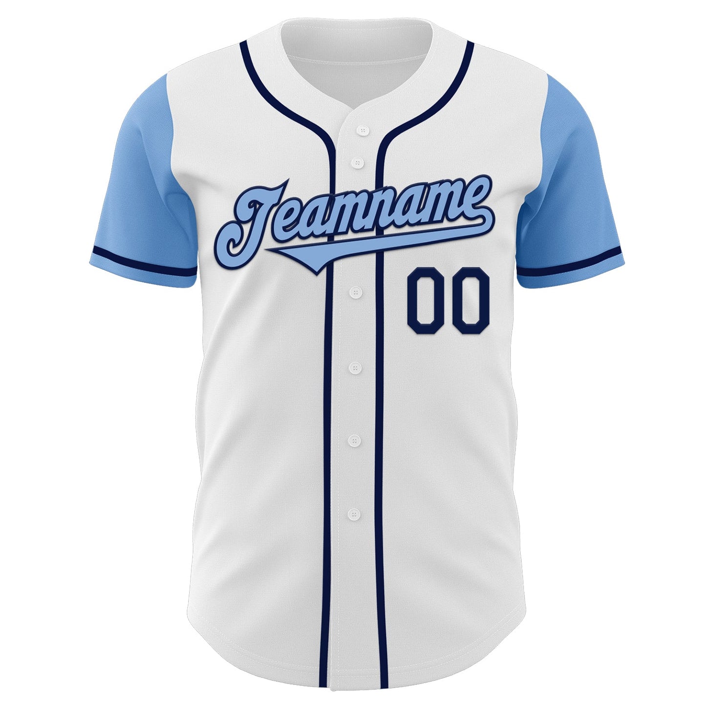 Custom White Light Blue-Navy Authentic Two Tone Baseball Jersey view 2