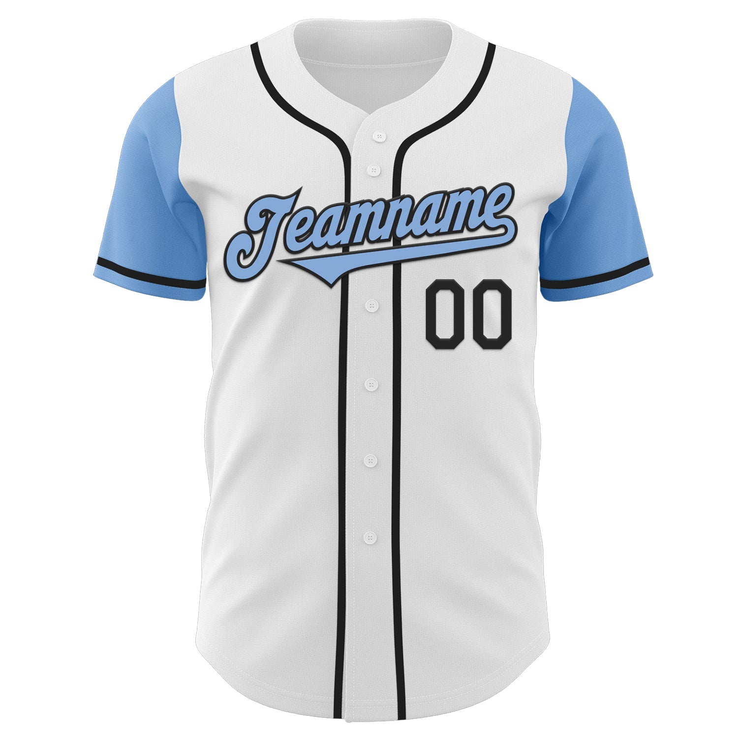 Custom White Light Blue-Black Authentic Two Tone Baseball Jersey view 2
