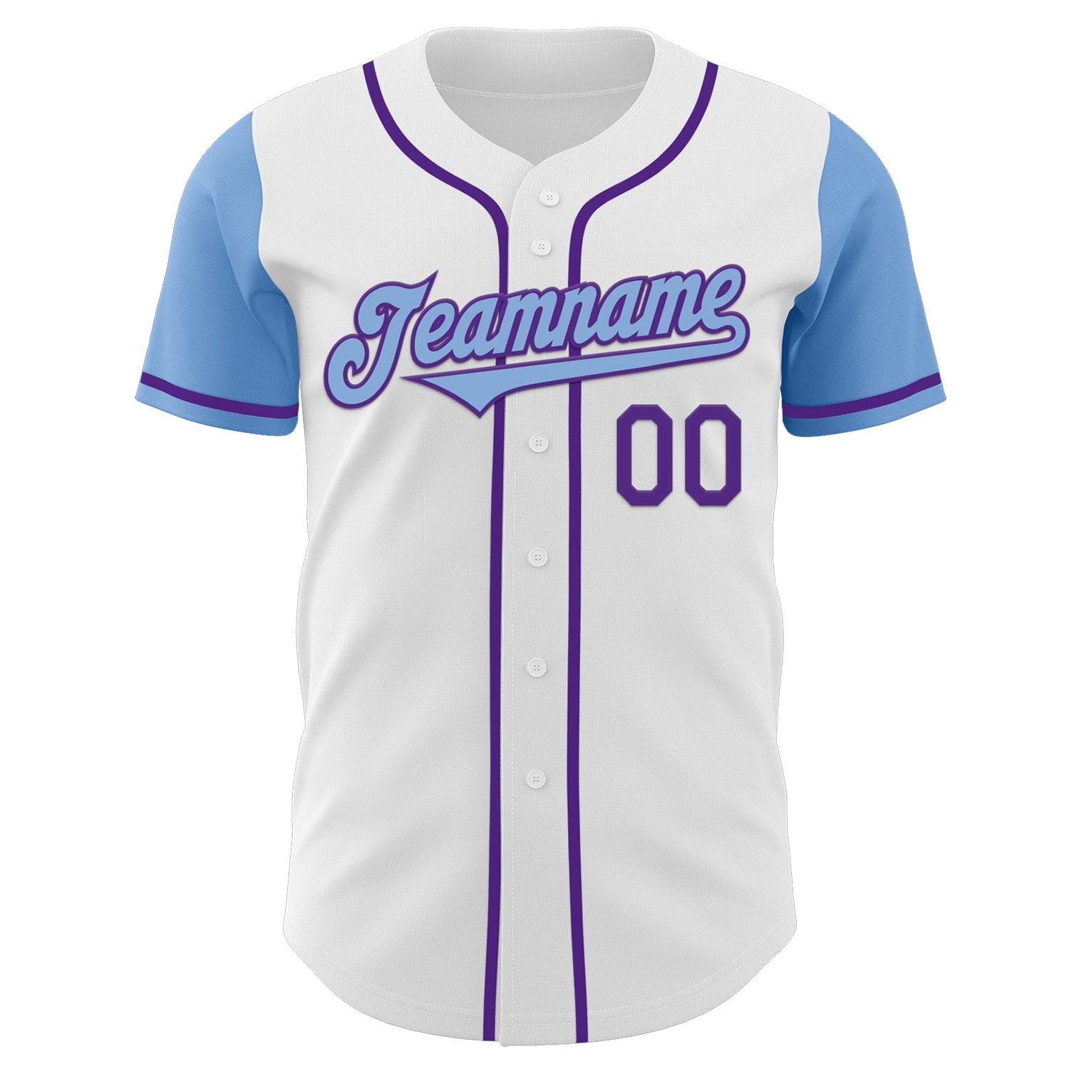 Custom White Light Blue-Purple Authentic Two Tone Baseball Jersey view 2