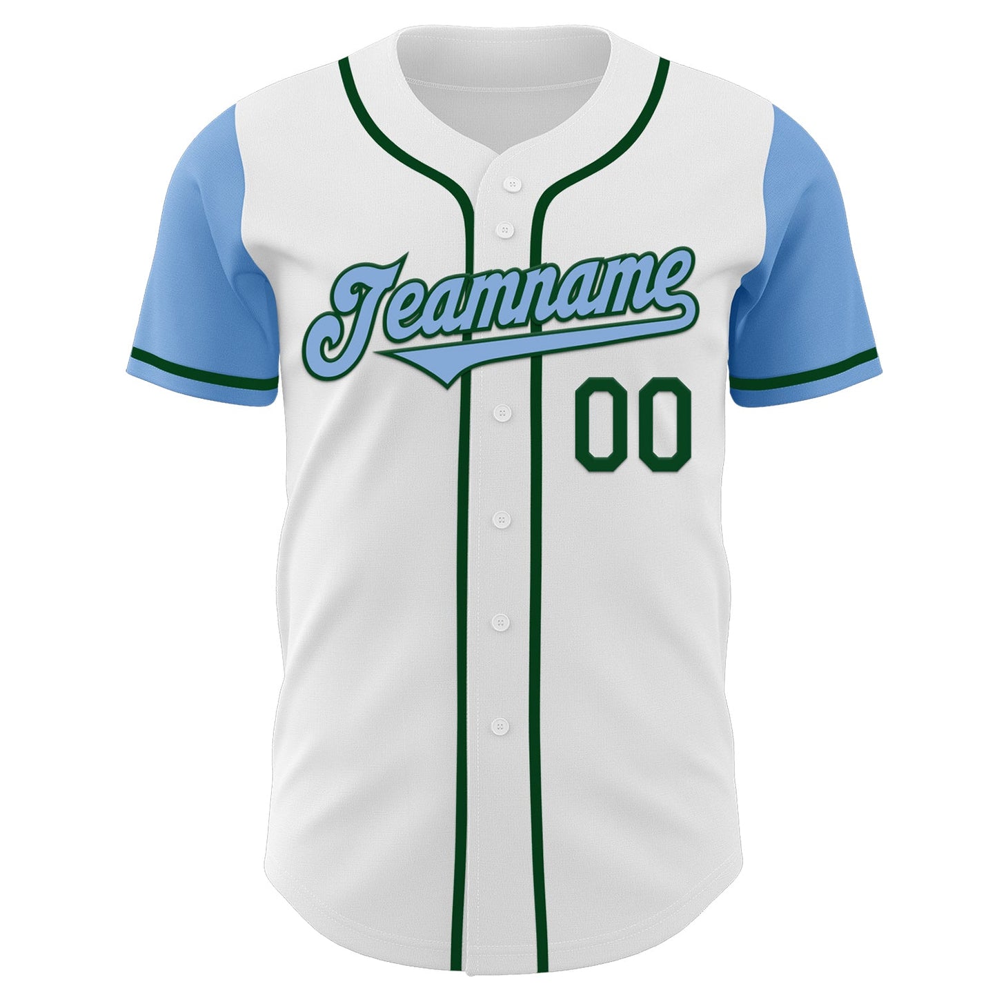 Custom White Light Blue-Green Authentic Two Tone Baseball Jersey view 2