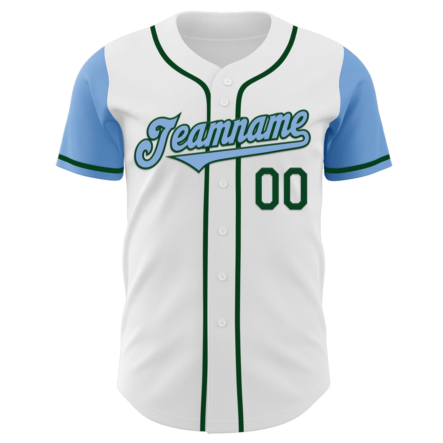 Custom White Light Blue-Green Authentic Two Tone Baseball Jersey view 2
