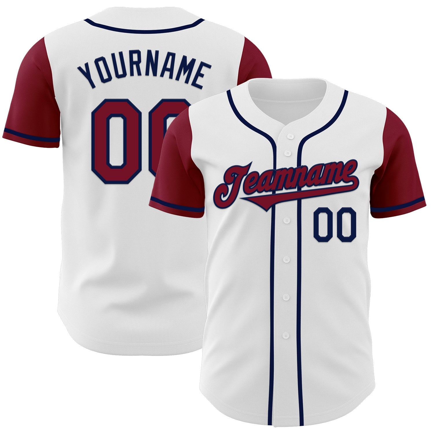 Custom White Crimson-Navy Authentic Two Tone Baseball Jersey - Main View