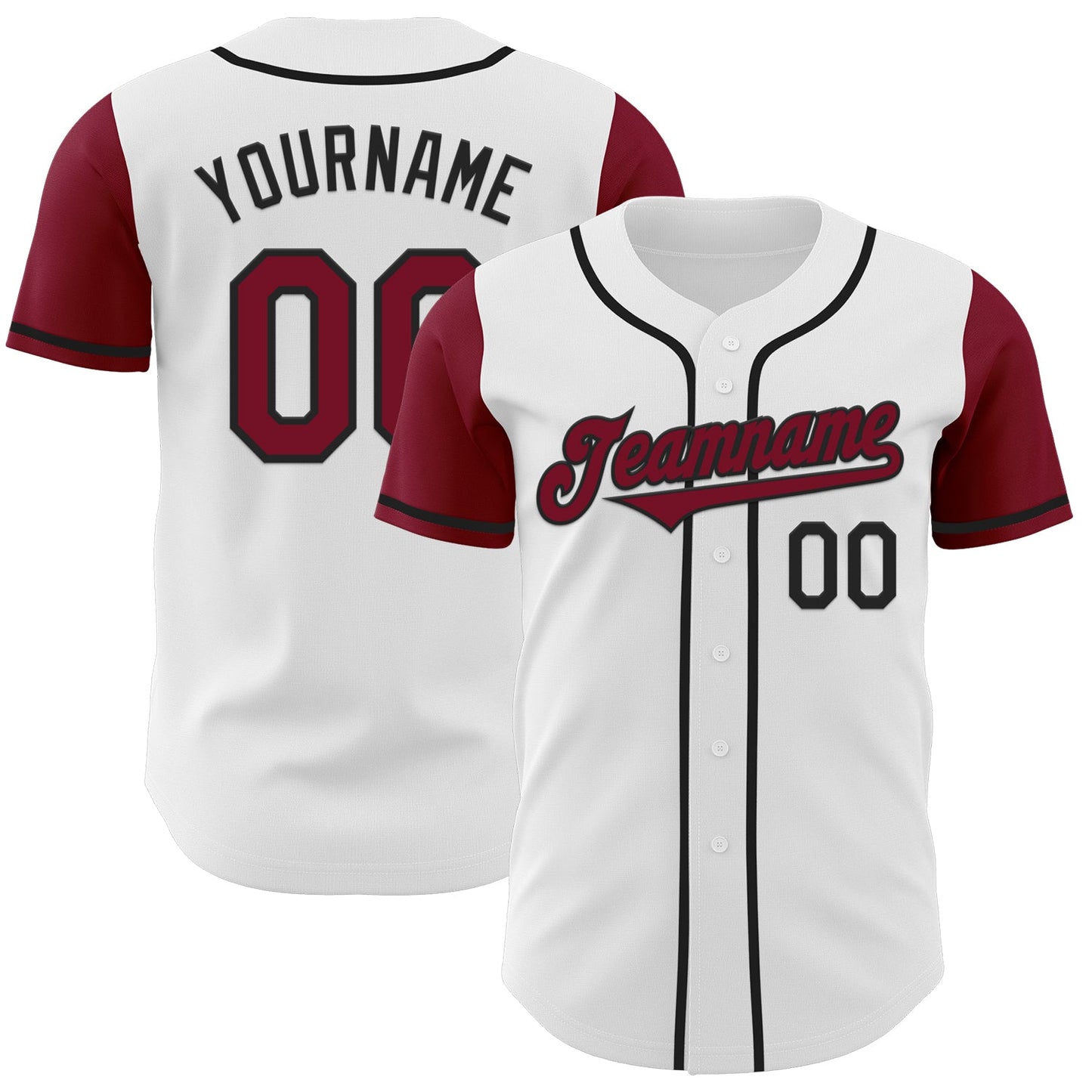 Custom White Crimson-Black Authentic Two Tone Baseball Jersey - Main View