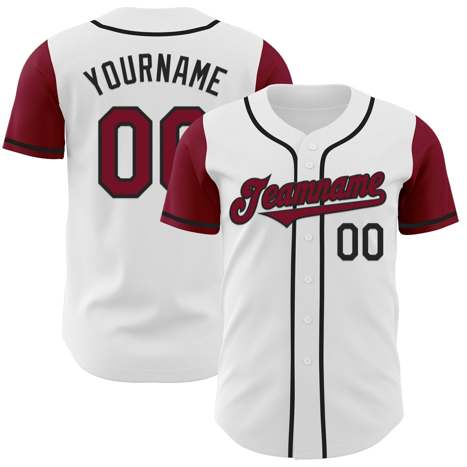Custom White Crimson-Black Authentic Two Tone Baseball Jersey - Main View