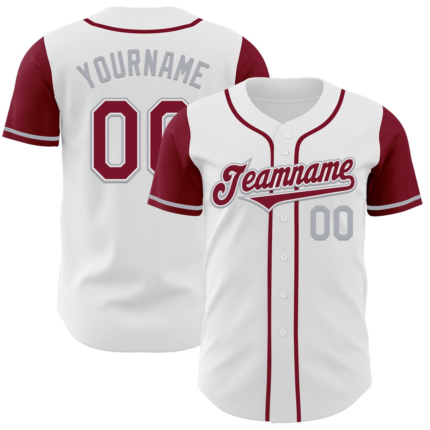 Custom White Crimson-Gray Authentic Two Tone Baseball Jersey - Main View