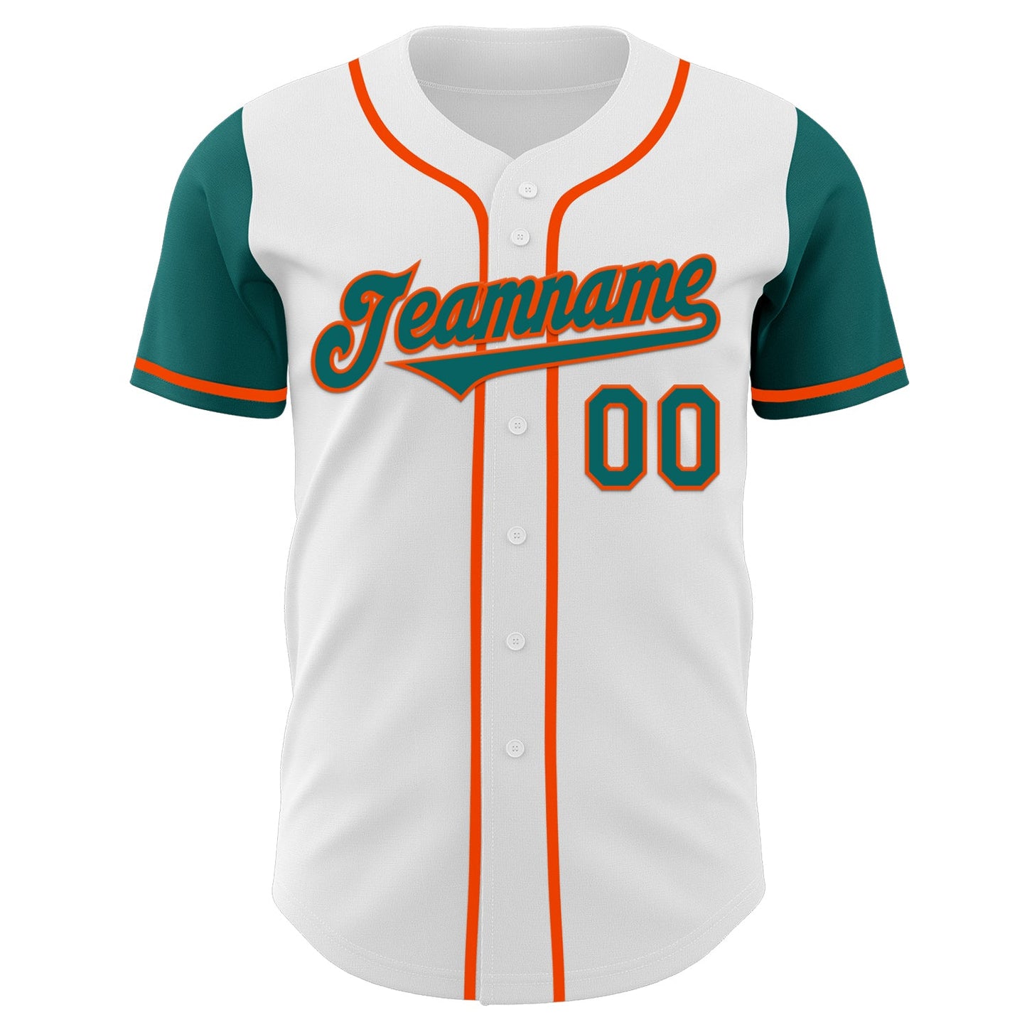 Custom White Teal-Orange Authentic Two Tone Baseball Jersey view 2