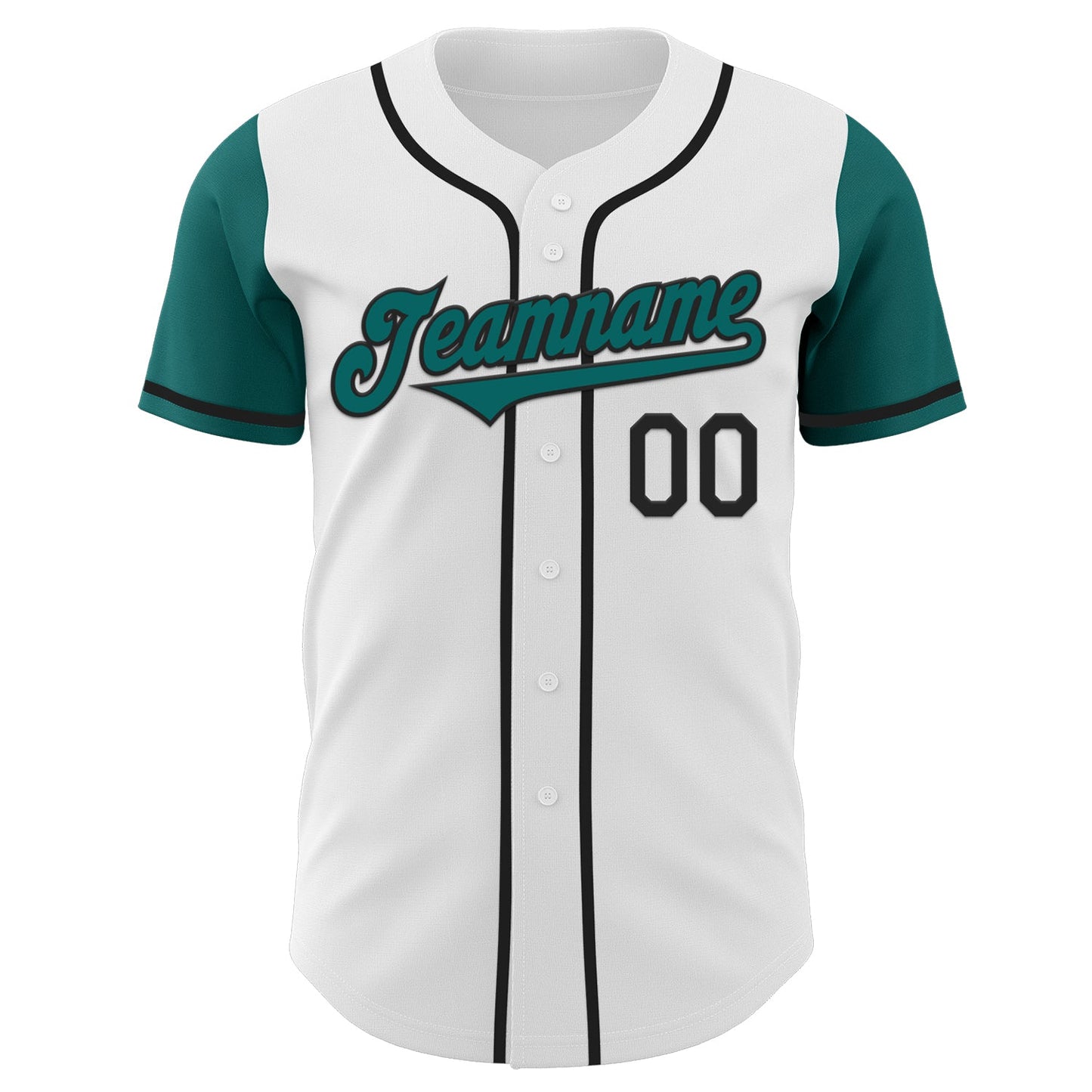 Custom White Teal-Black Authentic Two Tone Baseball Jersey view 2