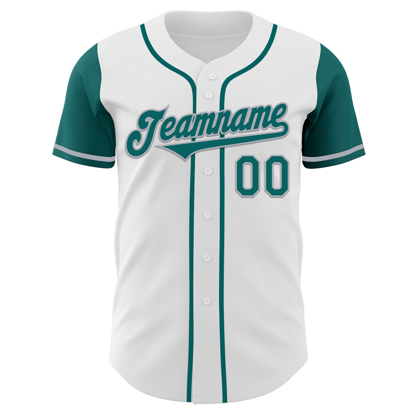 Custom White Teal-Gray Authentic Two Tone Baseball Jersey view 2