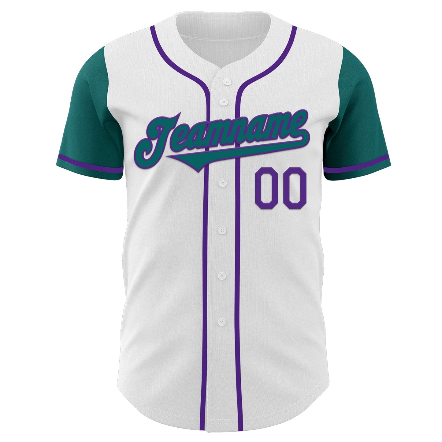 Custom White Teal-Purple Authentic Two Tone Baseball Jersey view 2