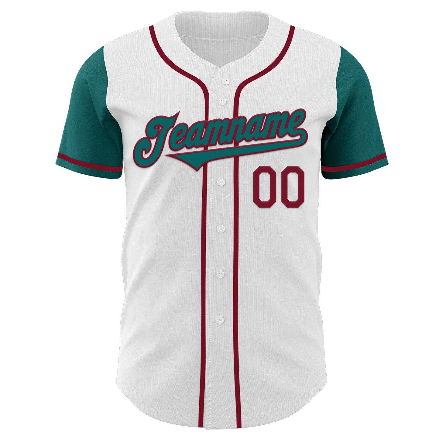 Custom White Teal-Crimson Authentic Two Tone Baseball Jersey view 2