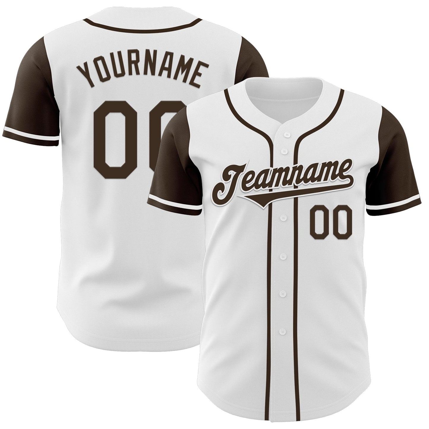 Custom White Brown Authentic Two Tone Baseball Jersey - Main View