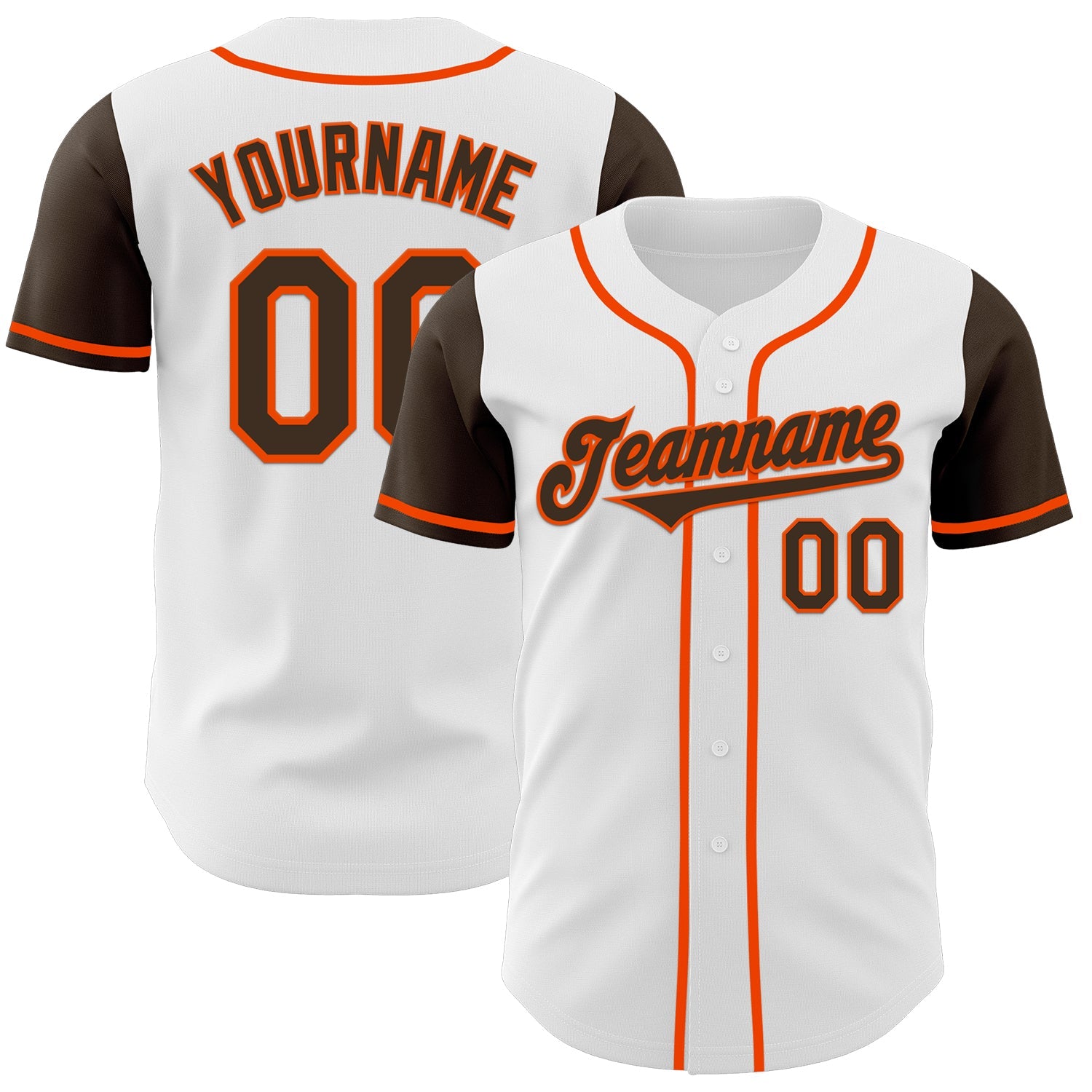 Custom White Brown-Orange Authentic Two Tone Baseball Jersey - Main View