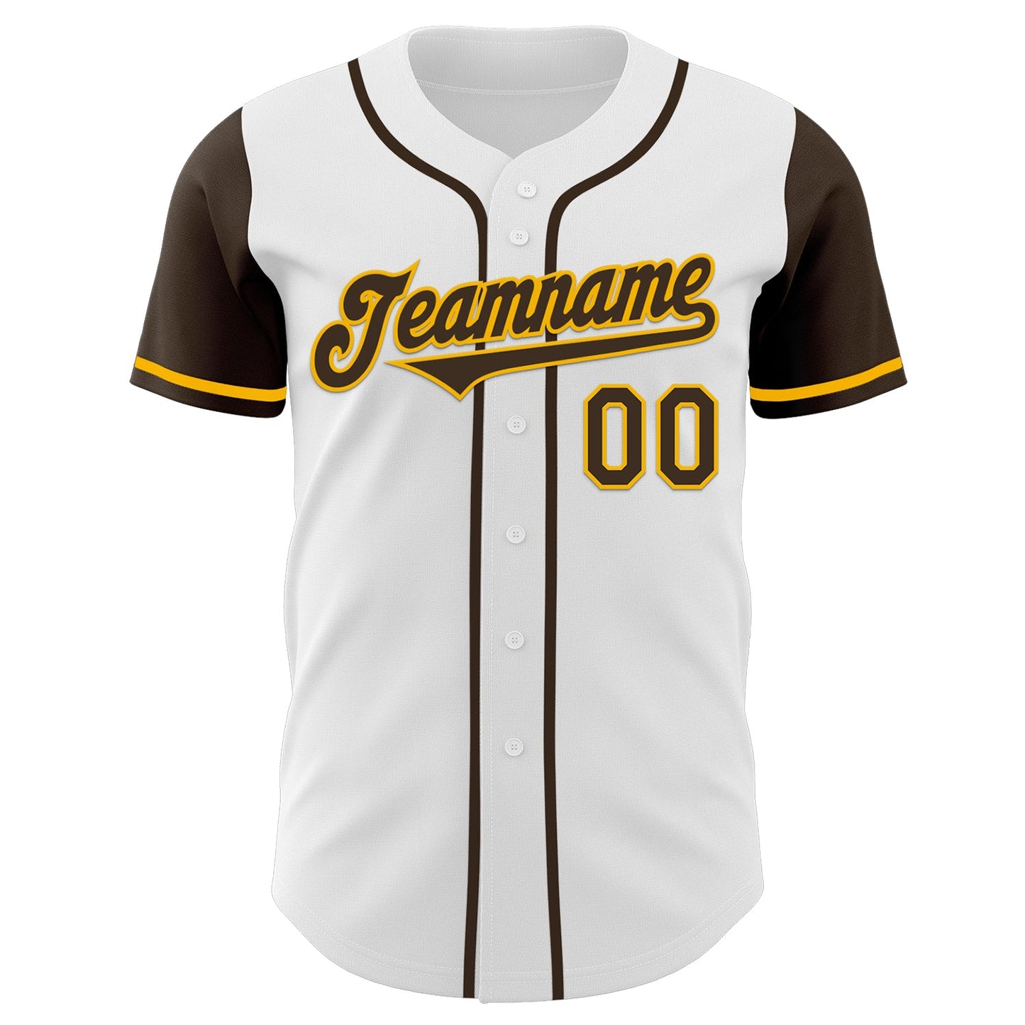 Custom White Brown-Gold Authentic Two Tone Baseball Jersey view 2