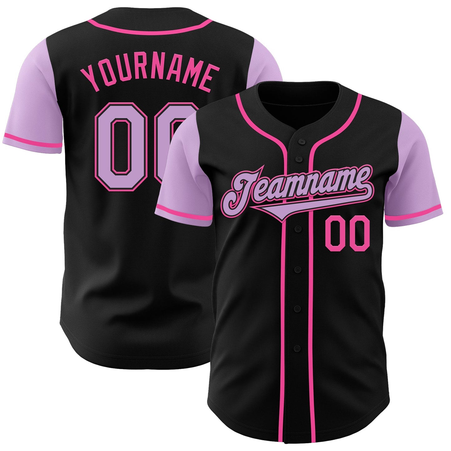 Custom Black Light Purple-Pink Authentic Two Tone Baseball Jersey - Main View