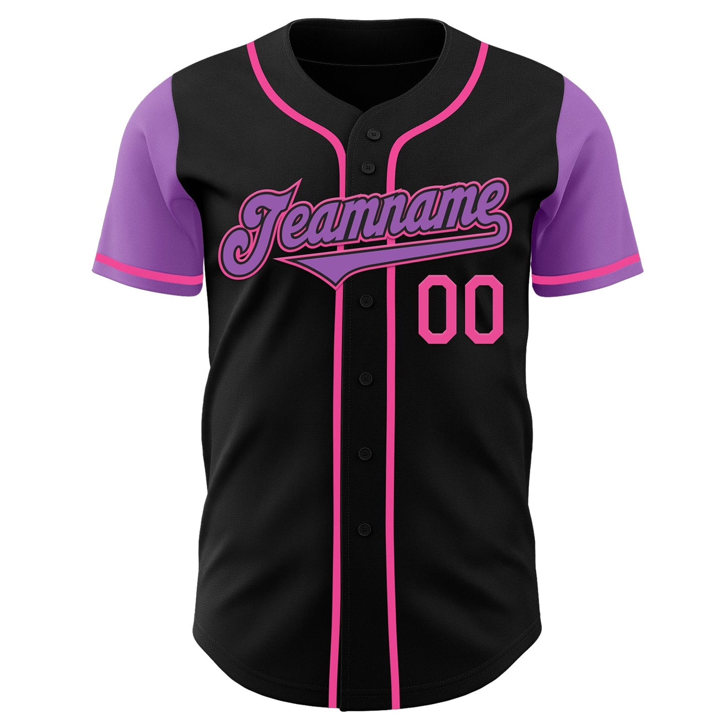 Custom Black Medium Purple-Pink Authentic Two Tone Baseball Jersey view 2
