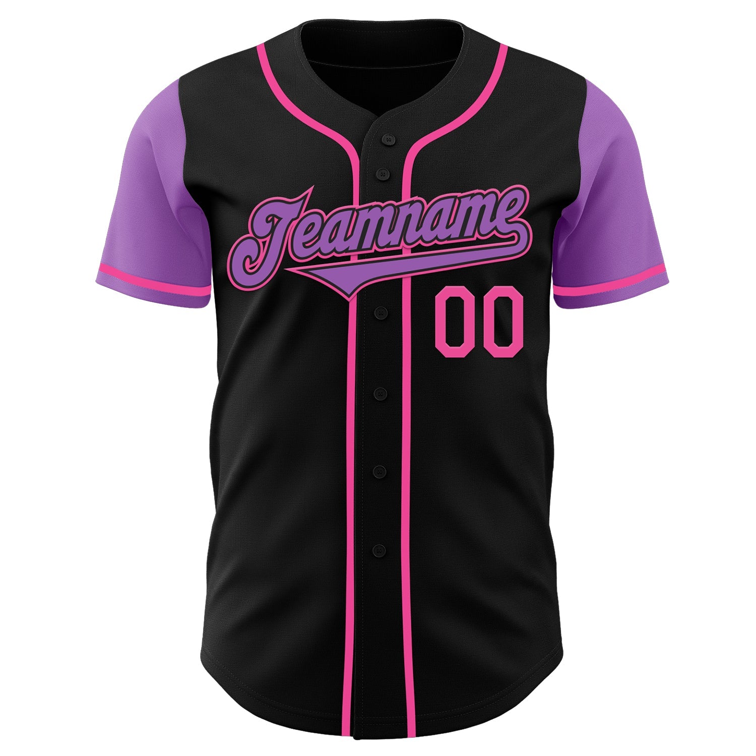 Custom Black Medium Purple-Pink Authentic Two Tone Baseball Jersey view 2