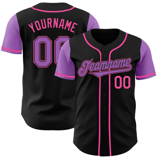 Custom Black Medium Purple-Pink Authentic Two Tone Baseball Jersey - Main View