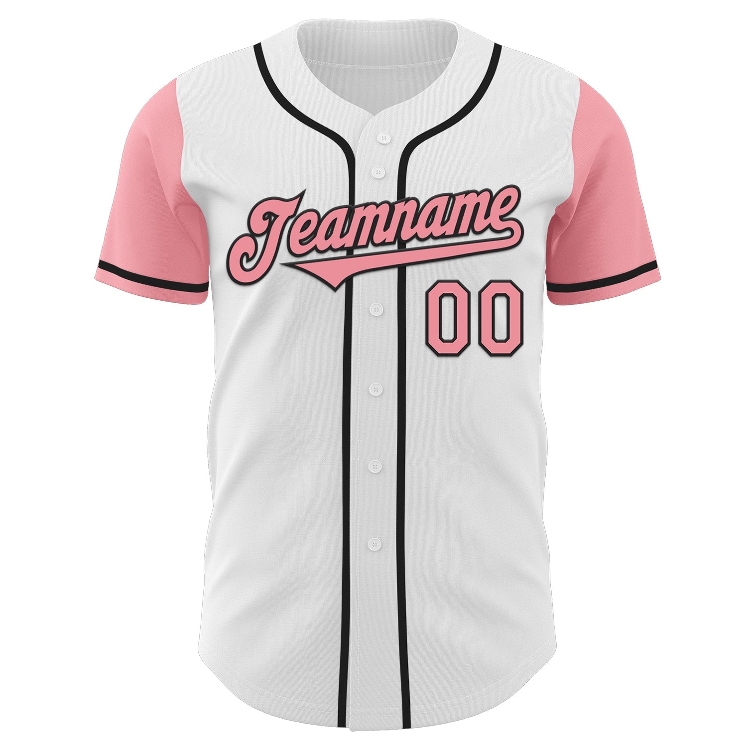 Custom White Medium Pink-Black Authentic Two Tone Baseball Jersey view 2