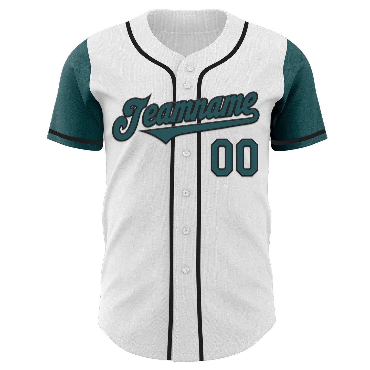 Custom White Midnight Green-Black Authentic Two Tone Baseball Jersey view 2