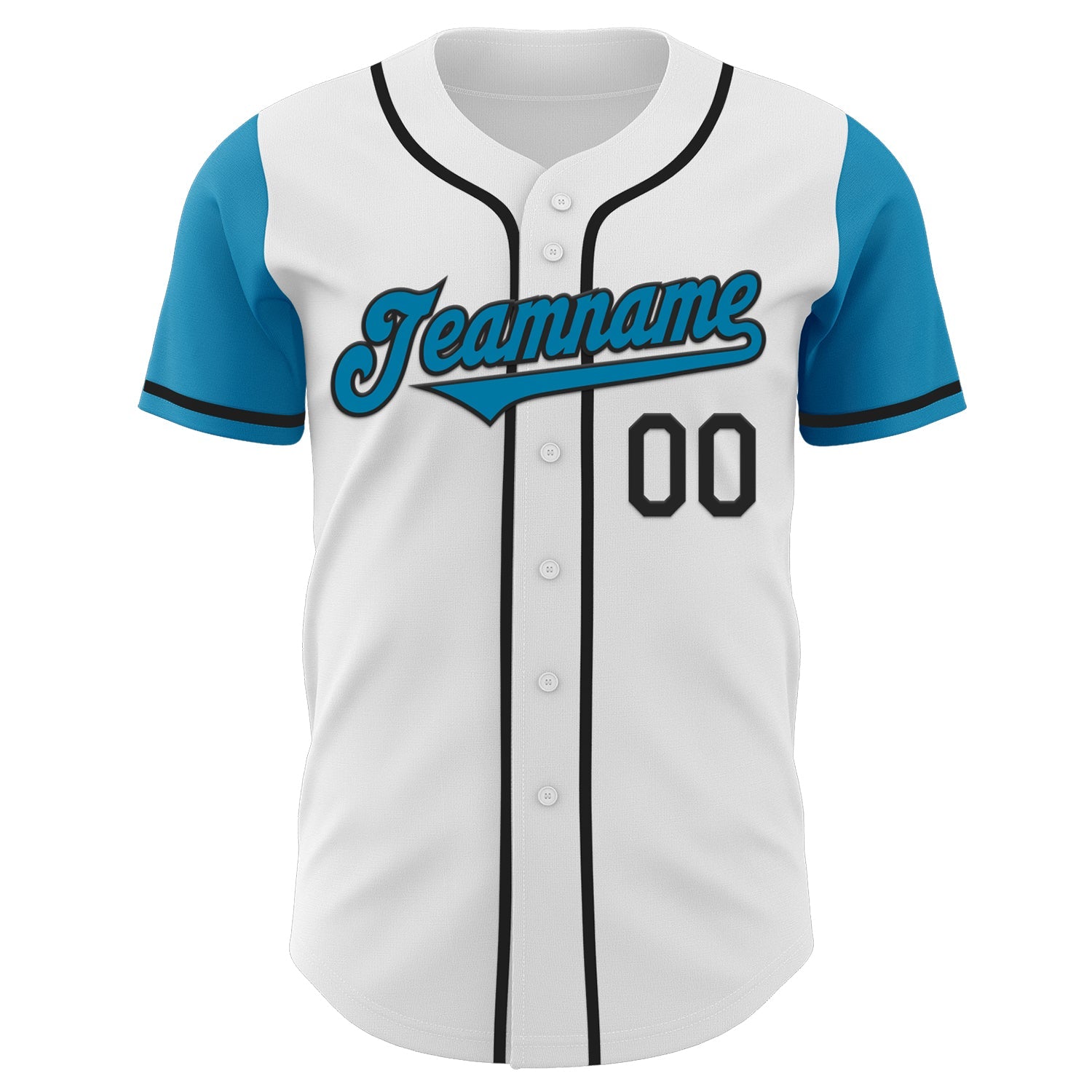 Custom White Panther Blue-Black Authentic Two Tone Baseball Jersey view 2