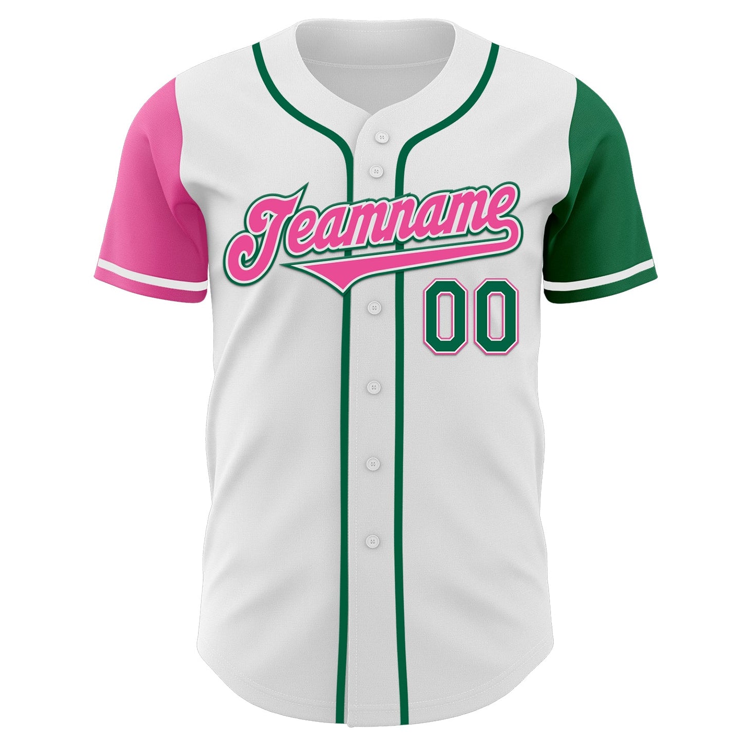 Custom White Kelly Green-Pink Authentic Two Tone Baseball Jersey view 2