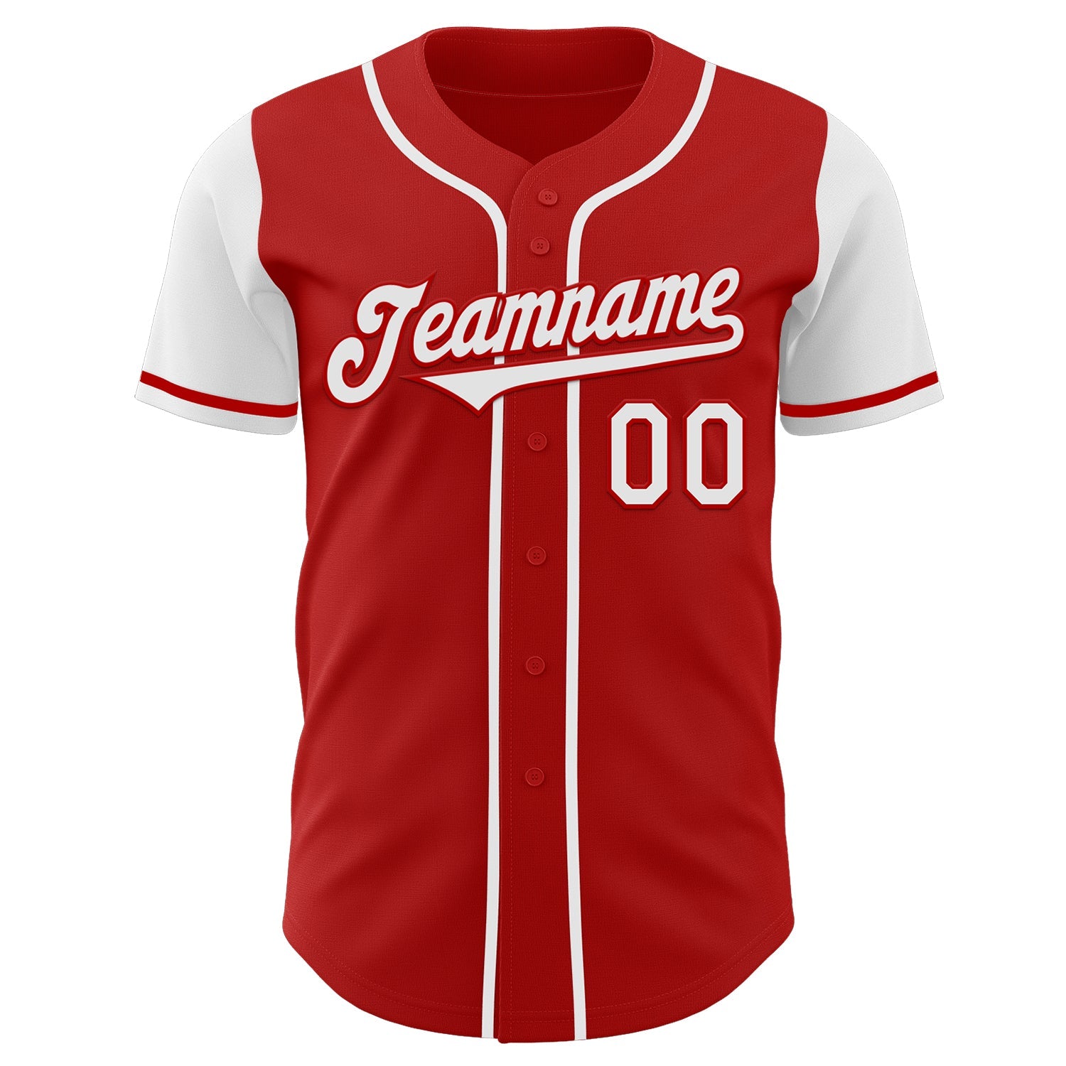 Custom Red White Authentic Two Tone Baseball Jersey view 2