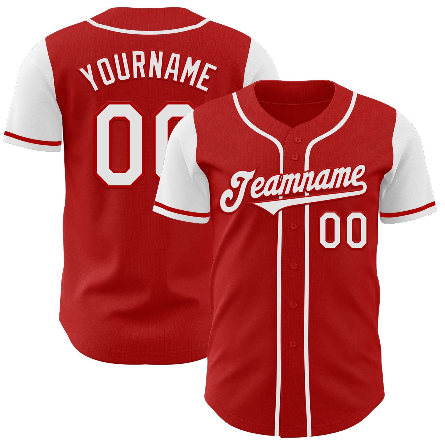 Custom Red White Authentic Two Tone Baseball Jersey - Main View