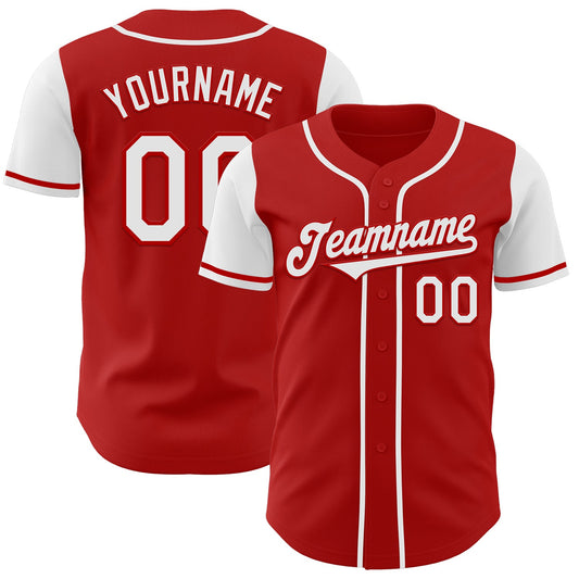 Custom Red White Authentic Two Tone Baseball Jersey - Main View