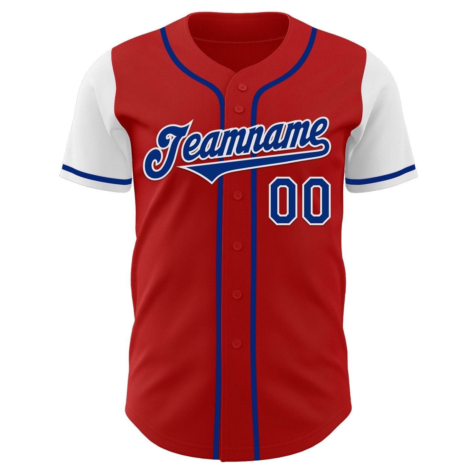 Custom Red Royal-White Authentic Two Tone Baseball Jersey view 2