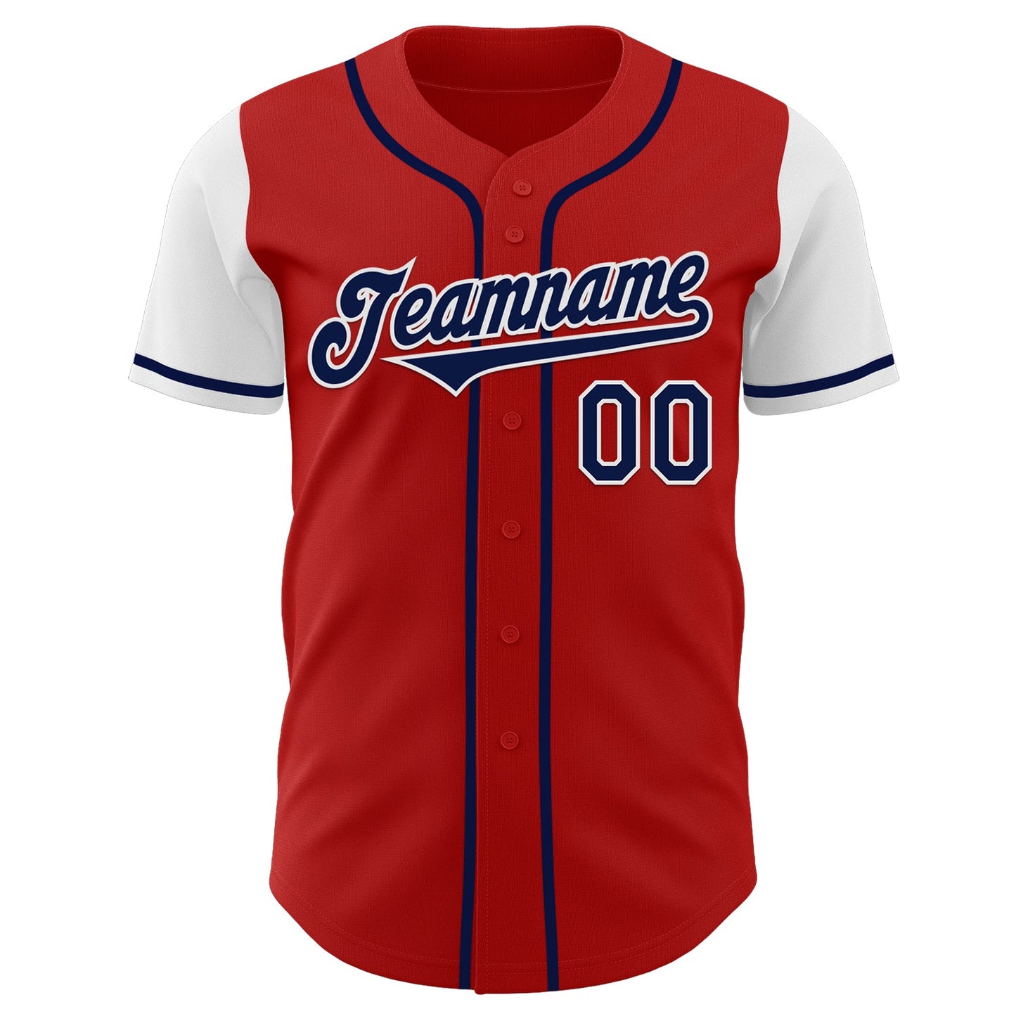Custom Red Navy-White Authentic Two Tone Baseball Jersey view 2