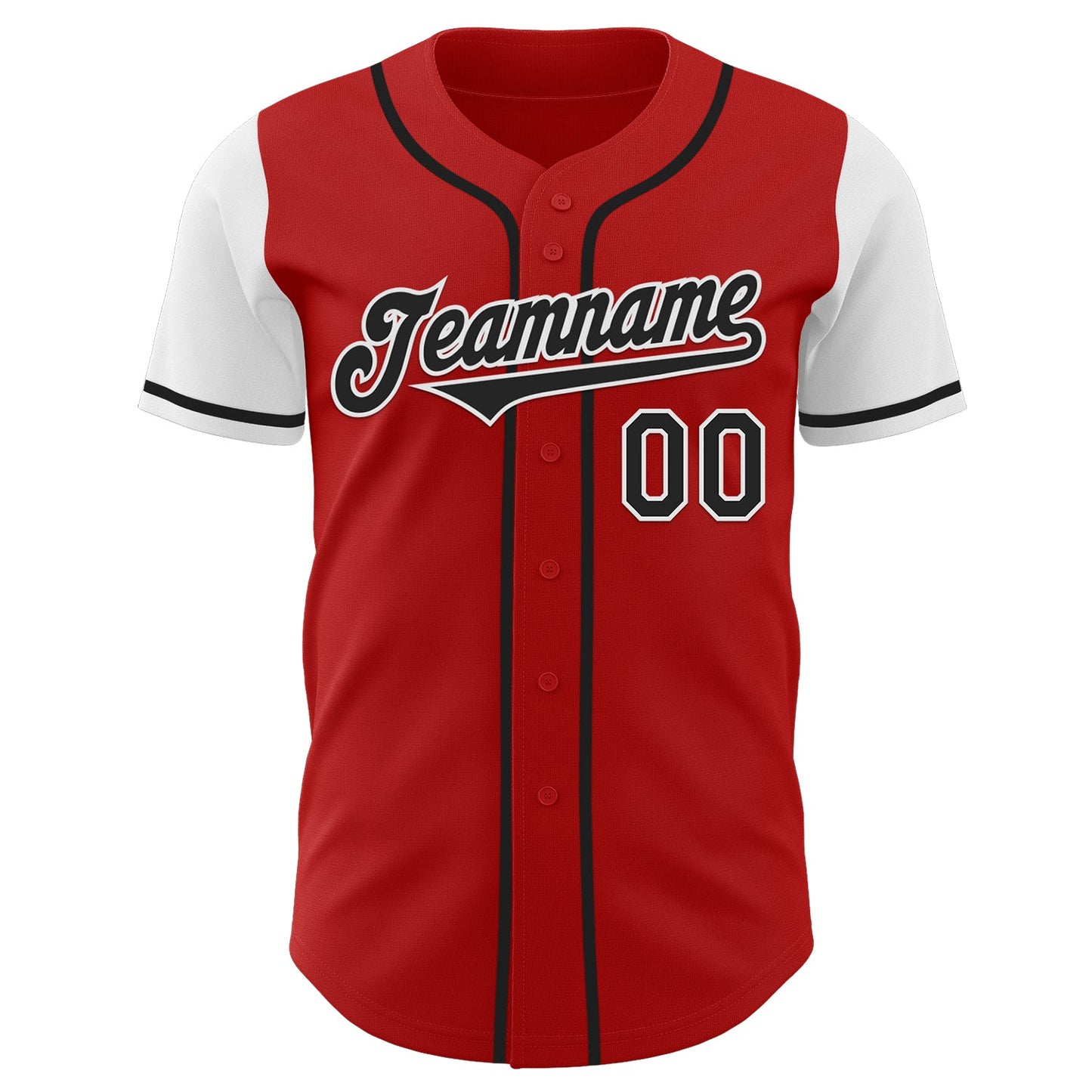 Custom Red Black-White Authentic Two Tone Baseball Jersey view 2