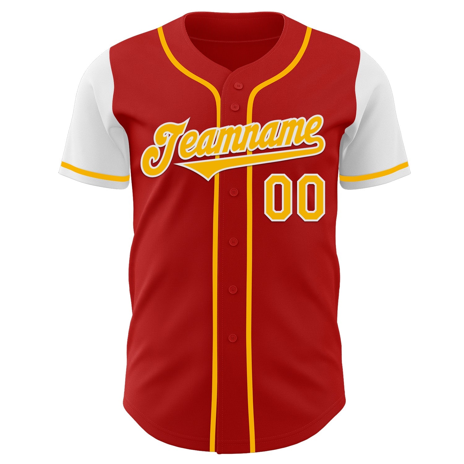 Custom Red Gold-White Authentic Two Tone Baseball Jersey view 2