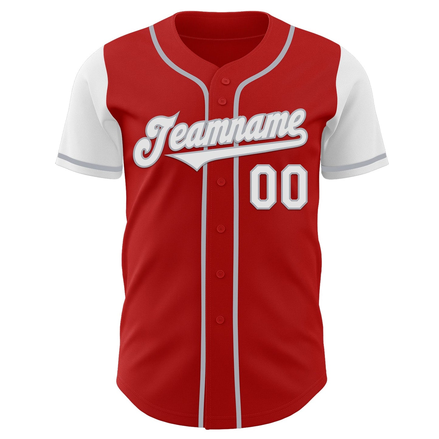 Custom Red White-Gray Authentic Two Tone Baseball Jersey view 2